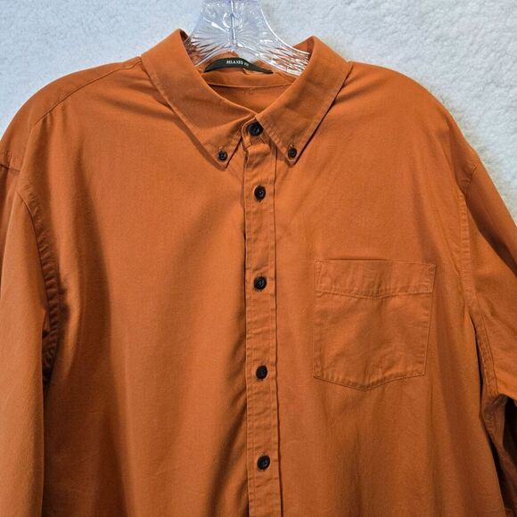 VTG Eddie Bauer Mens Relaxed Fit Collared Dress Shirt Sz XL Tall Orange Casual - Picture 2 of 10